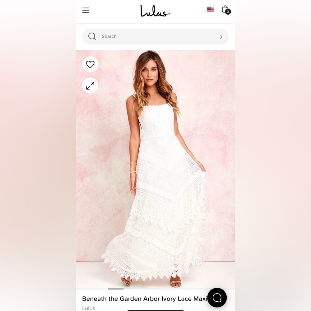 Lulu’s Beneath the Garden Arbor Ivory Lace Maxi Dress size small